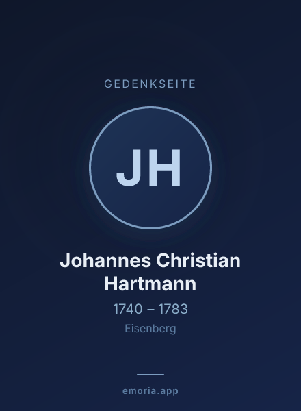 Gedenkportrait von Johannes Christian Hartmann