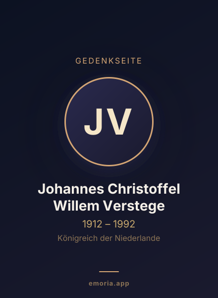 Gedenkportrait von Johannes Christoffel Willem Verstege