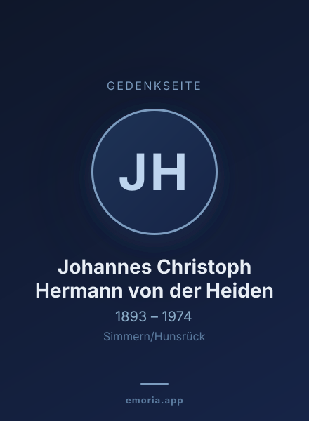 Gedenkportrait von Johannes Christoph Hermann von der Heiden