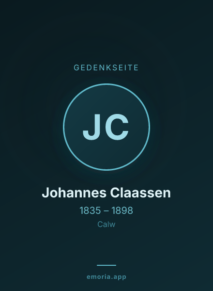 Gedenkportrait von Johannes Claassen