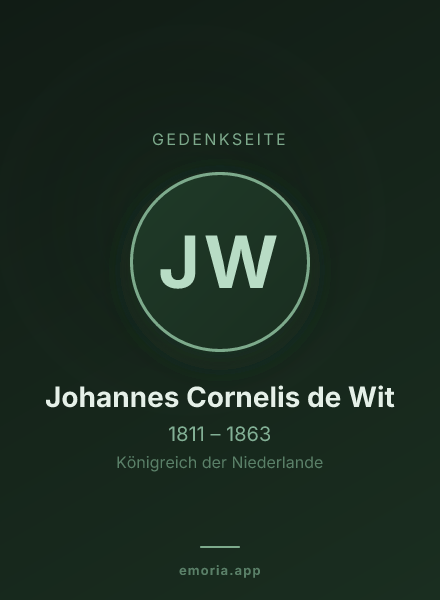 Gedenkportrait von Johannes Cornelis de Wit