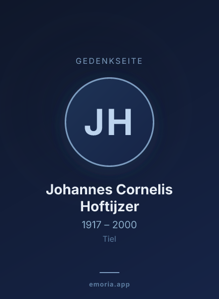 Gedenkportrait von Johannes Cornelis Hoftijzer