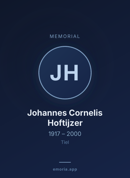 Memorial portrait of Johannes Cornelis Hoftijzer