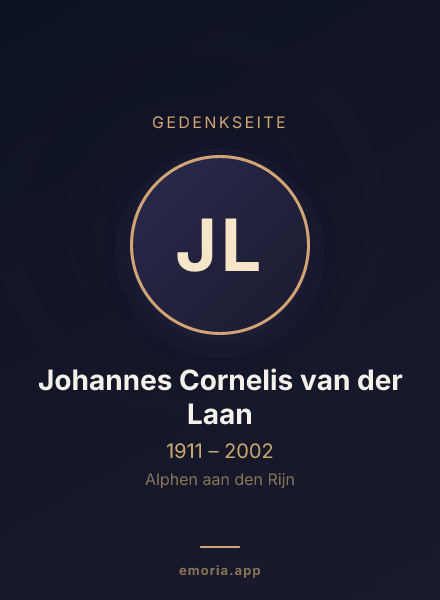 Gedenkportrait von Johannes Cornelis van der Laan