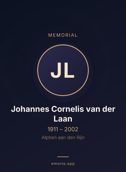 Memorial portrait of Johannes Cornelis van der Laan