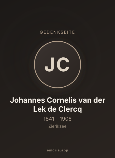 Gedenkportrait von Johannes Cornelis van der Lek de Clercq