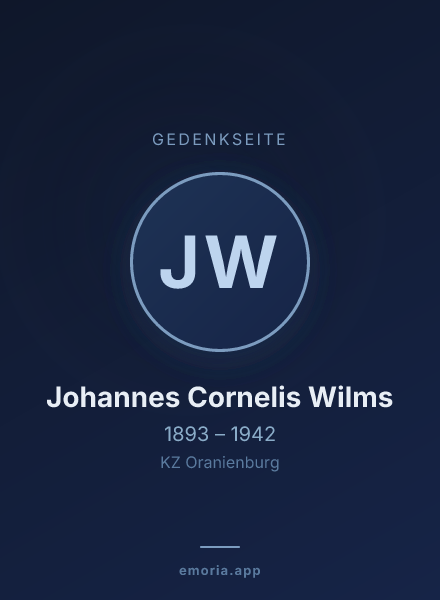 Gedenkportrait von Johannes Cornelis Wilms