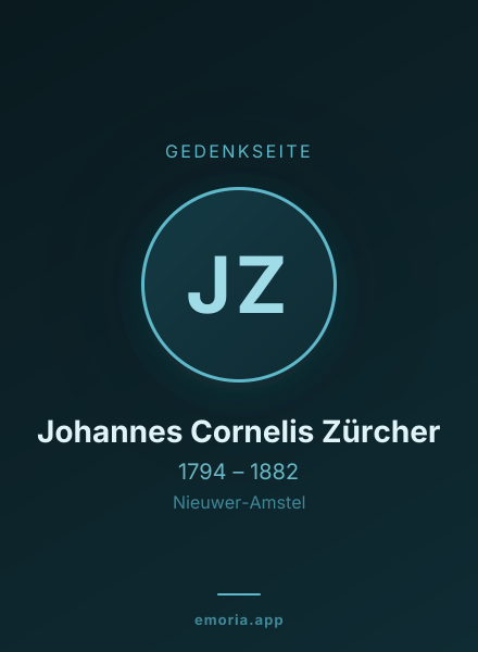 Gedenkportrait von Johannes Cornelis Zürcher