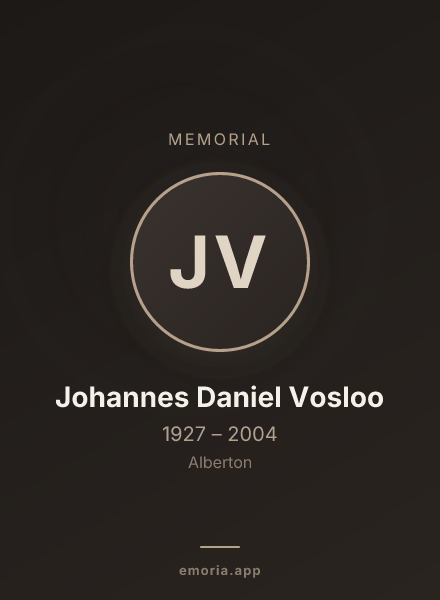 Memorial portrait of Johannes Daniel Vosloo