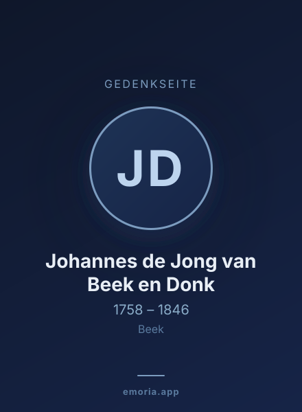 Gedenkportrait von Johannes de Jong van Beek en Donk
