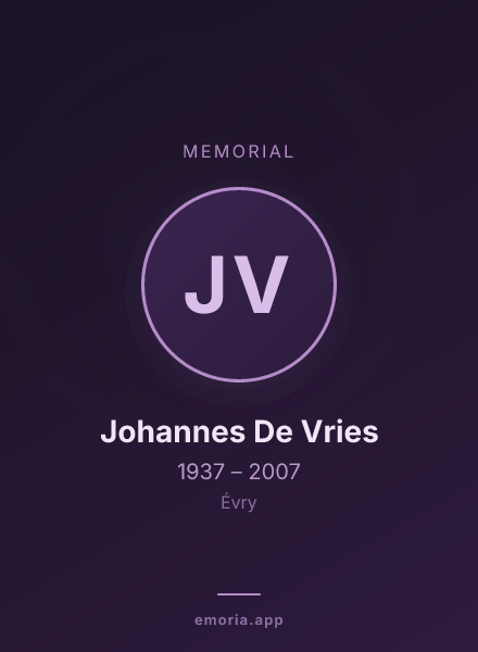 Memorial portrait of Johannes De Vries