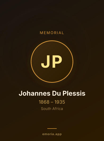 Memorial portrait of Johannes Du Plessis