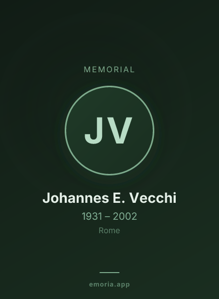 Memorial portrait of Johannes E. Vecchi