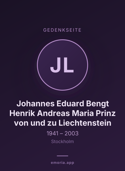Gedenkportrait von Johannes Eduard Bengt Henrik Andreas Maria Prinz von und zu Liechtenstein
