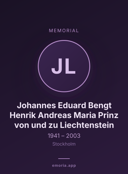 Memorial portrait of Johannes Eduard Bengt Henrik Andreas Maria Prinz von und zu Liechtenstein
