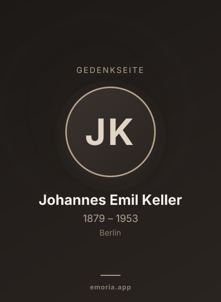Gedenkportrait von Johannes Emil Keller