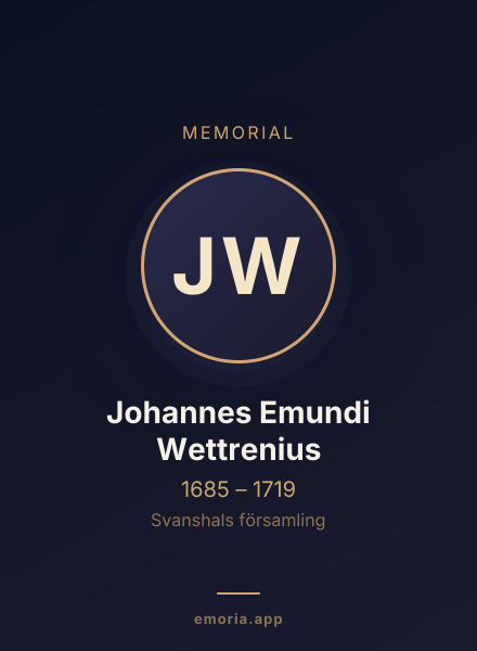 Memorial portrait of Johannes Emundi Wettrenius