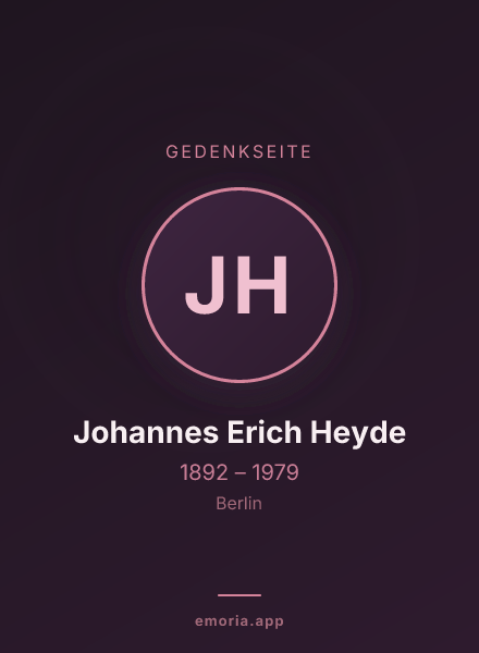Gedenkportrait von Johannes Erich Heyde