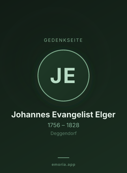 Gedenkportrait von Johannes Evangelist Elger