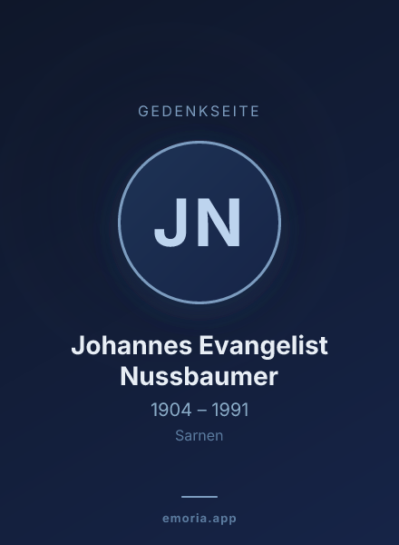 Gedenkportrait von Johannes Evangelist Nussbaumer