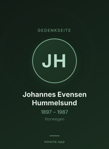 Gedenkportrait von Johannes Evensen Hummelsund