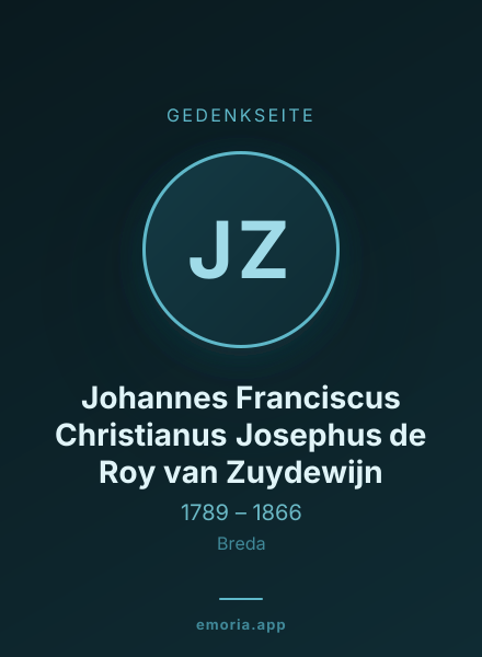 Gedenkportrait von Johannes Franciscus Christianus Josephus de Roy van Zuydewijn
