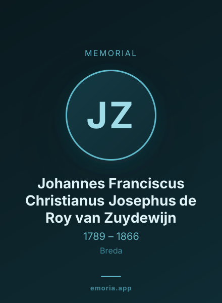 Memorial portrait of Johannes Franciscus Christianus Josephus de Roy van Zuydewijn
