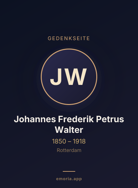 Gedenkportrait von Johannes Frederik Petrus Walter