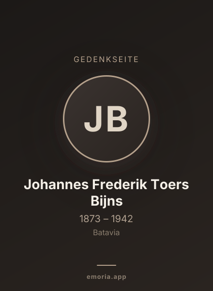 Gedenkportrait von Johannes Frederik Toers Bijns