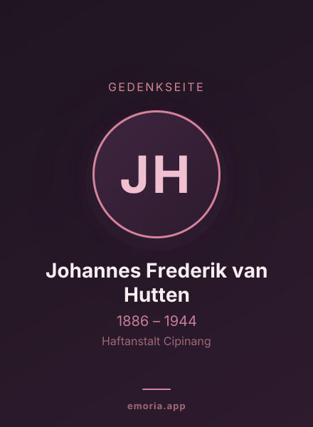Gedenkportrait von Johannes Frederik van Hutten