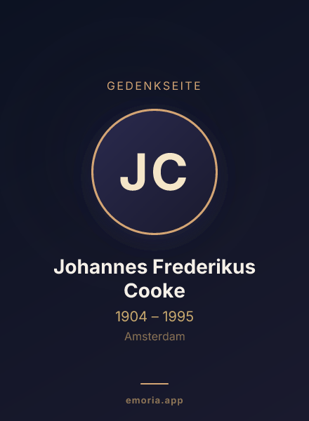 Gedenkportrait von Johannes Frederikus Cooke