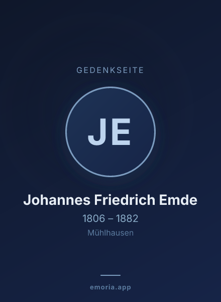 Gedenkportrait von Johannes Friedrich Emde