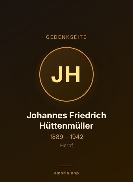 Gedenkportrait von Johannes Friedrich Hüttenmüller
