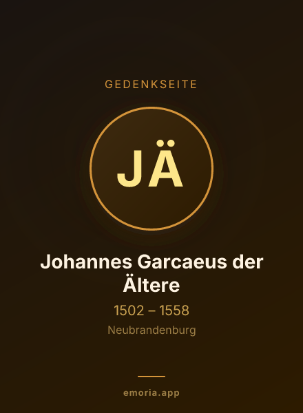 Gedenkportrait von Johannes Garcaeus der Ältere