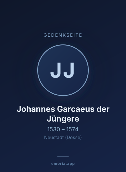 Gedenkportrait von Johannes Garcaeus der Jüngere