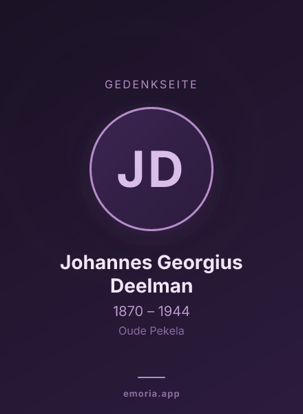 Gedenkportrait von Johannes Georgius Deelman