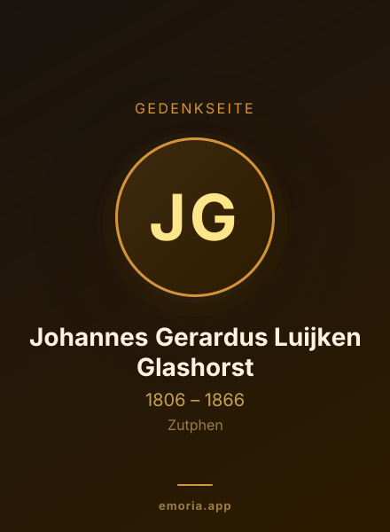 Gedenkportrait von Johannes Gerardus Luijken Glashorst