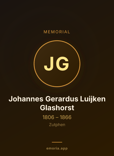 Memorial portrait of Johannes Gerardus Luijken Glashorst