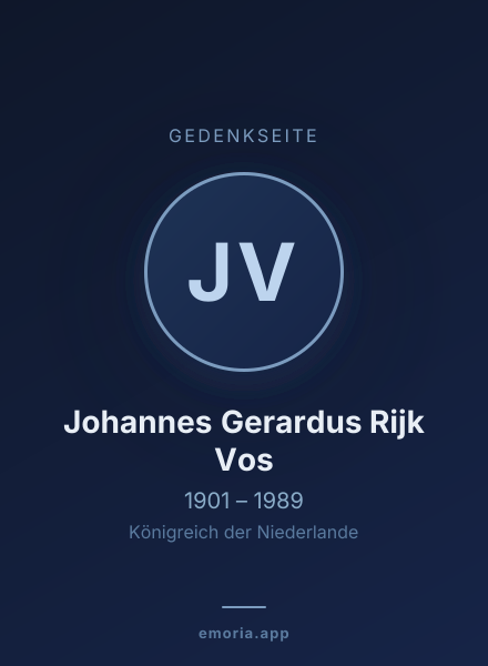 Gedenkportrait von Johannes Gerardus Rijk Vos