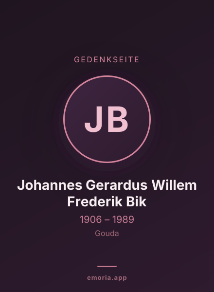 Gedenkportrait von Johannes Gerardus Willem Frederik Bik