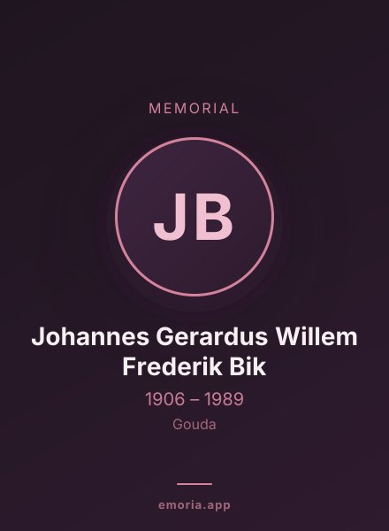 Memorial portrait of Johannes Gerardus Willem Frederik Bik