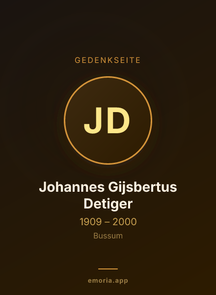 Gedenkportrait von Johannes Gijsbertus Detiger