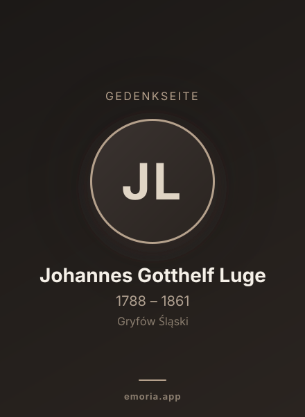 Gedenkportrait von Johannes Gotthelf Luge