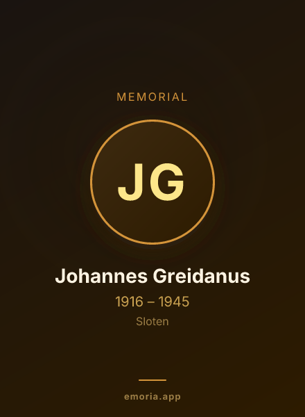 Memorial portrait of Johannes Greidanus