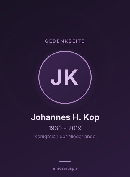 Gedenkportrait von Johannes H. Kop