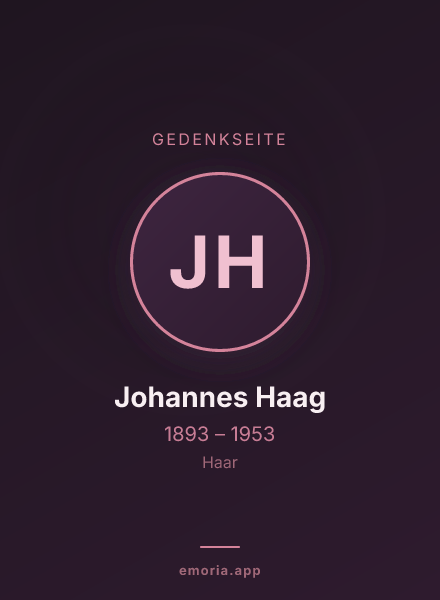 Gedenkportrait von Johannes Haag