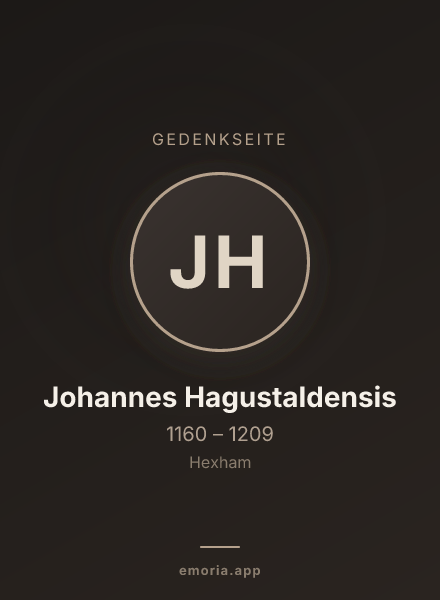 Gedenkportrait von Johannes Hagustaldensis