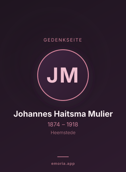 Gedenkportrait von Johannes Haitsma Mulier
