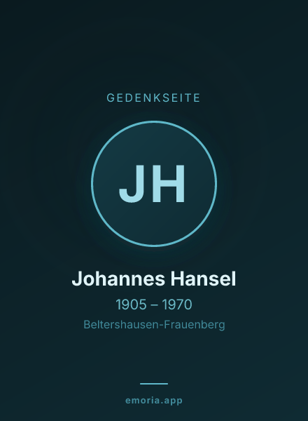 Gedenkportrait von Johannes Hansel