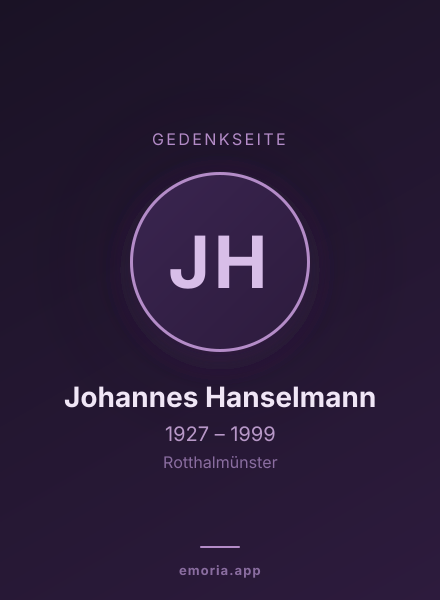 Gedenkportrait von Johannes Hanselmann